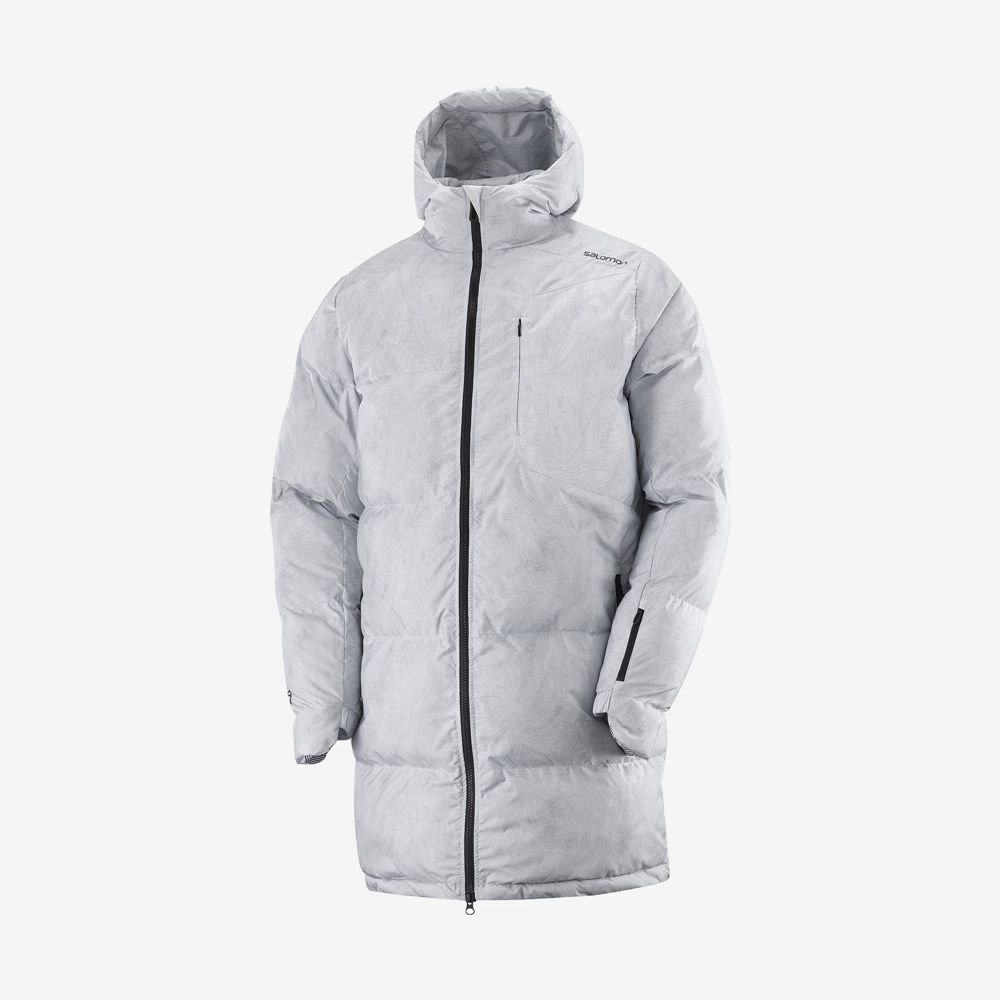 Kurtki Męskie Salomon OUTLIFE PACKABLE LONG PUFFER JKT U - Szare - Polska (283-ZSRIEM)